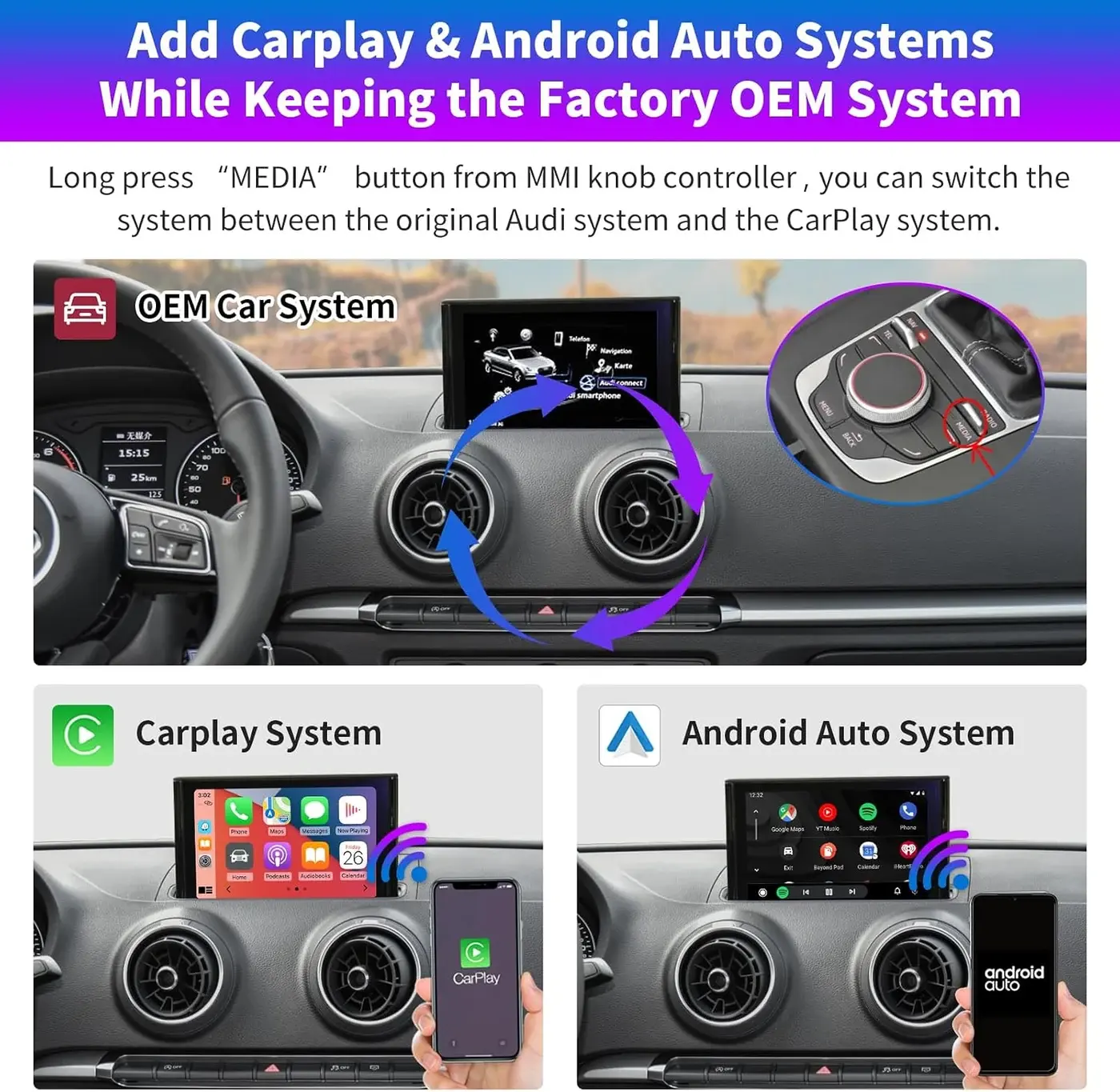 Road Top — Audi A3 8V 2013–2018 con MIB / MHS2 / MIB1