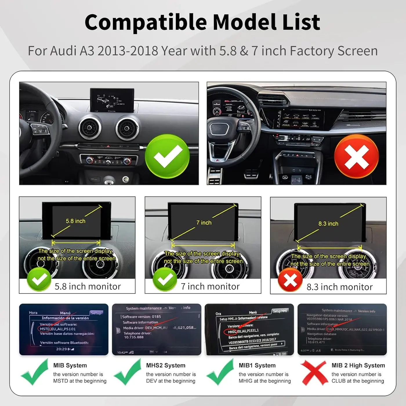 Road Top — Audi A3 8V 2013–2018 con MIB / MHS2 / MIB1