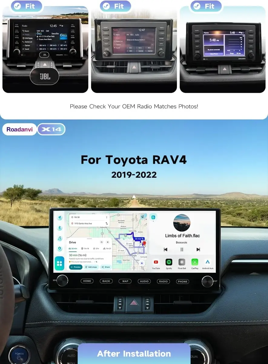 Roadanvi X14 — Toyota RAV4, 2019–2022 (configuración norteamericana mostrada)