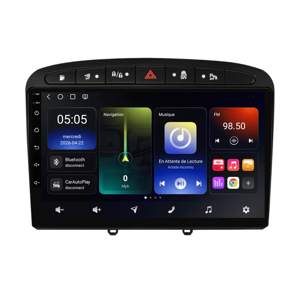 Radio Android 9″ para Peugeot 308 (2007–2013) · vista 2